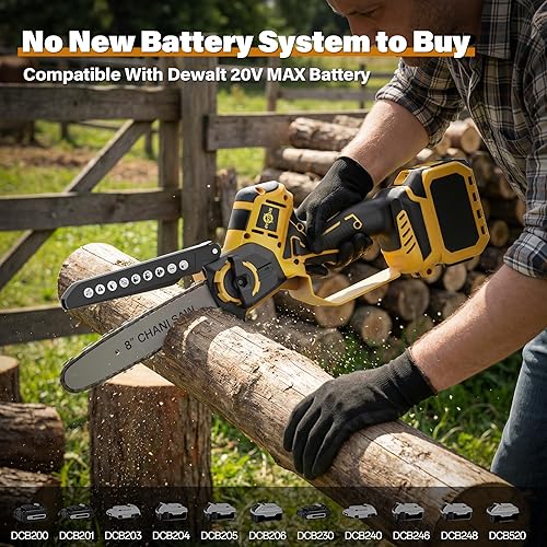 Miniatura 4 de Mini motosierra para batería DW 20V MAX, motosierra eléctrica inalámbrica 2 en 1 de 8 y 6 pulgadas con motor sin escobillas de 800 W y engrasador