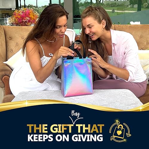 Miniatura 2 de Nush Nush Bolsas de regalo de fantasía  Juego de 12 bolsas reutilizables de arcoíris pastel con acabado iridiscente  Coloridas bolsas holográficas