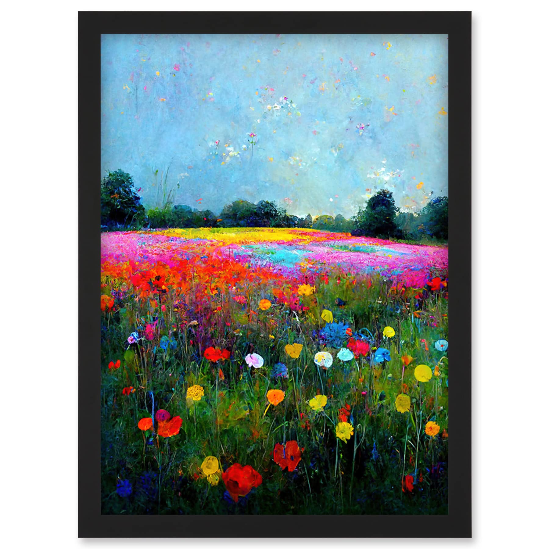 Artery8 Delicate Wildflower Meadow Abstract Colourful Modern Wall Art PrintA4 Size from B&Q