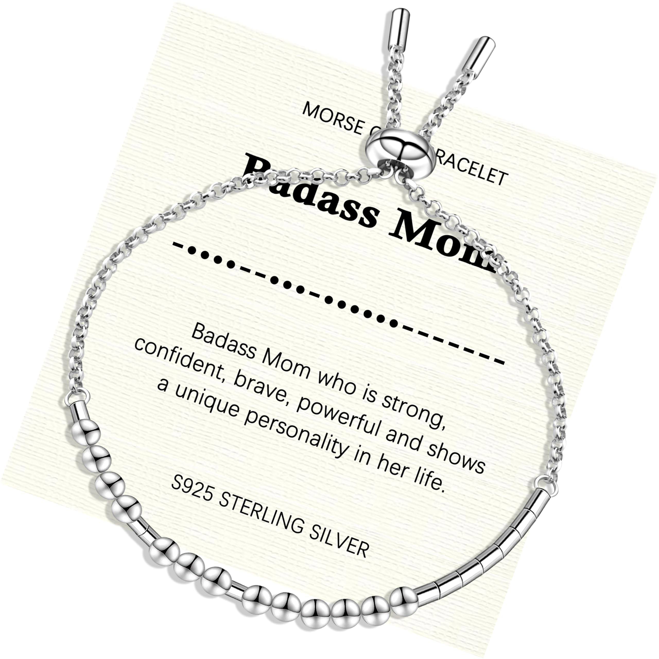 Helonley Morse Code Bracelet - 925 Sterling Silver Inspirational Bracelets