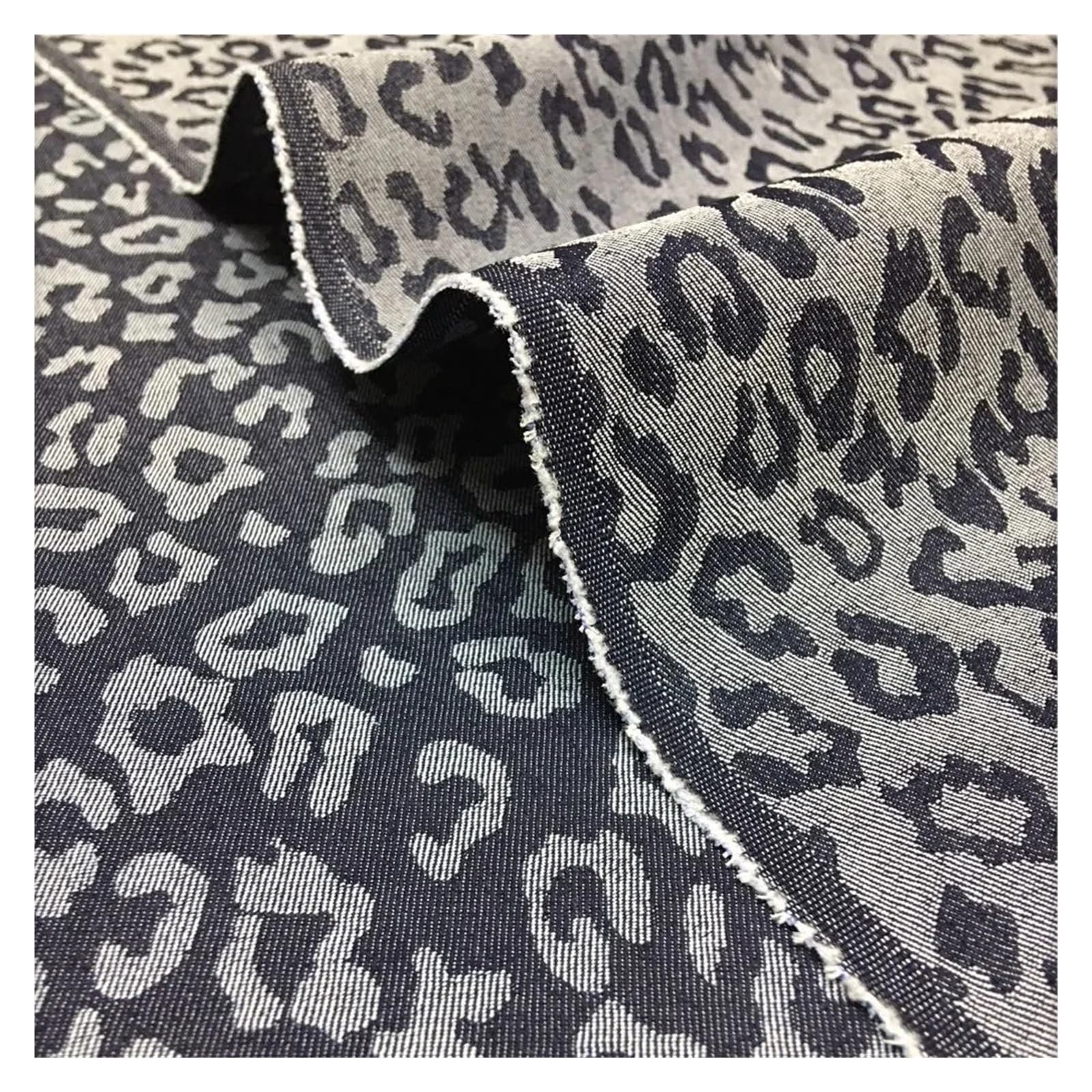 Tissu denim jacquard bleu nuit 100x150cm pour couture de robes et vestes