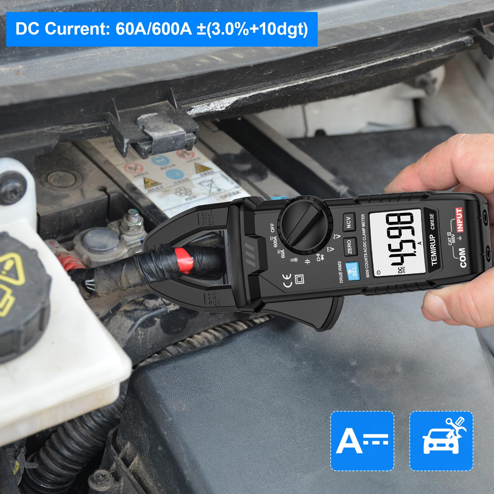 Clamp Meter 6000 Counts TRMS, 600A AC/DC Amp Meter, Multimeter Tester — Amazon image 6