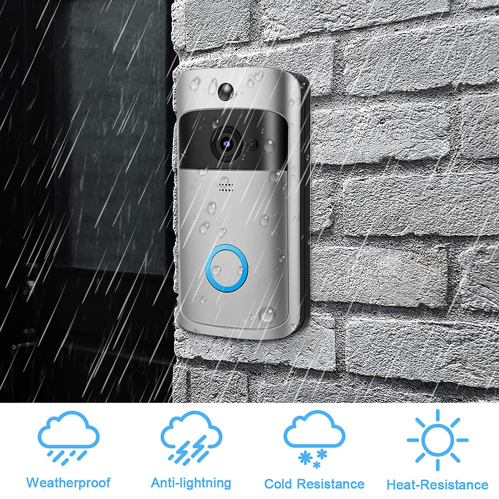 Ejoyous Videocitofono Campanello Videocamera Wireless, Smart Wifi Videocitofono Campanello A Infrarossi Wireless di Accesso Citofono Telecamera Porta, Telecomando per Cellulare