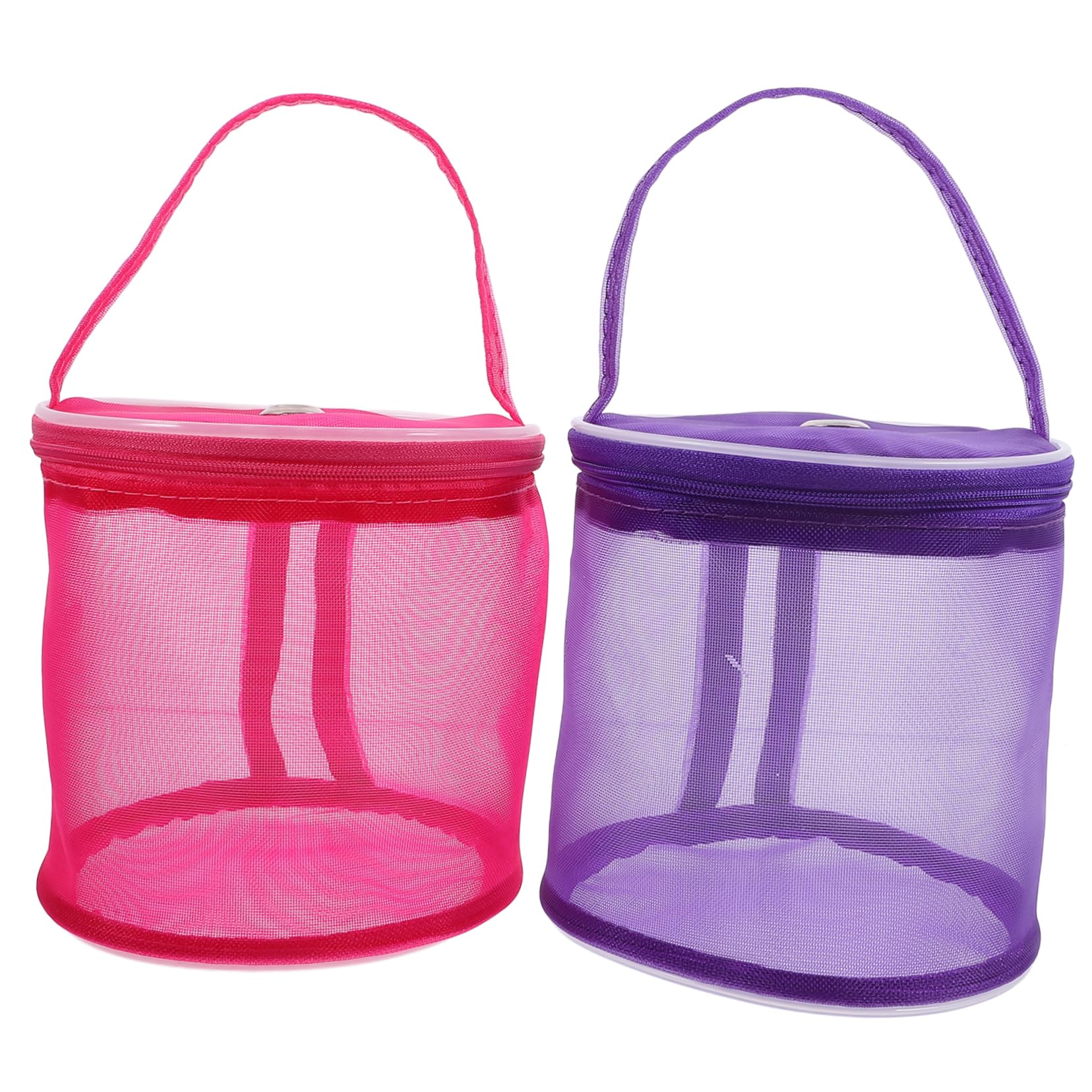 FAVOMOTO 2pcs Wool Storage Bag Woven Handbag Nylon Tote Crochet Bags for Crocheting Knitting Accessories Sewing Yarn Tote Bags Mesh Knitting Bags Round Mesh Storage Bag, Random Color