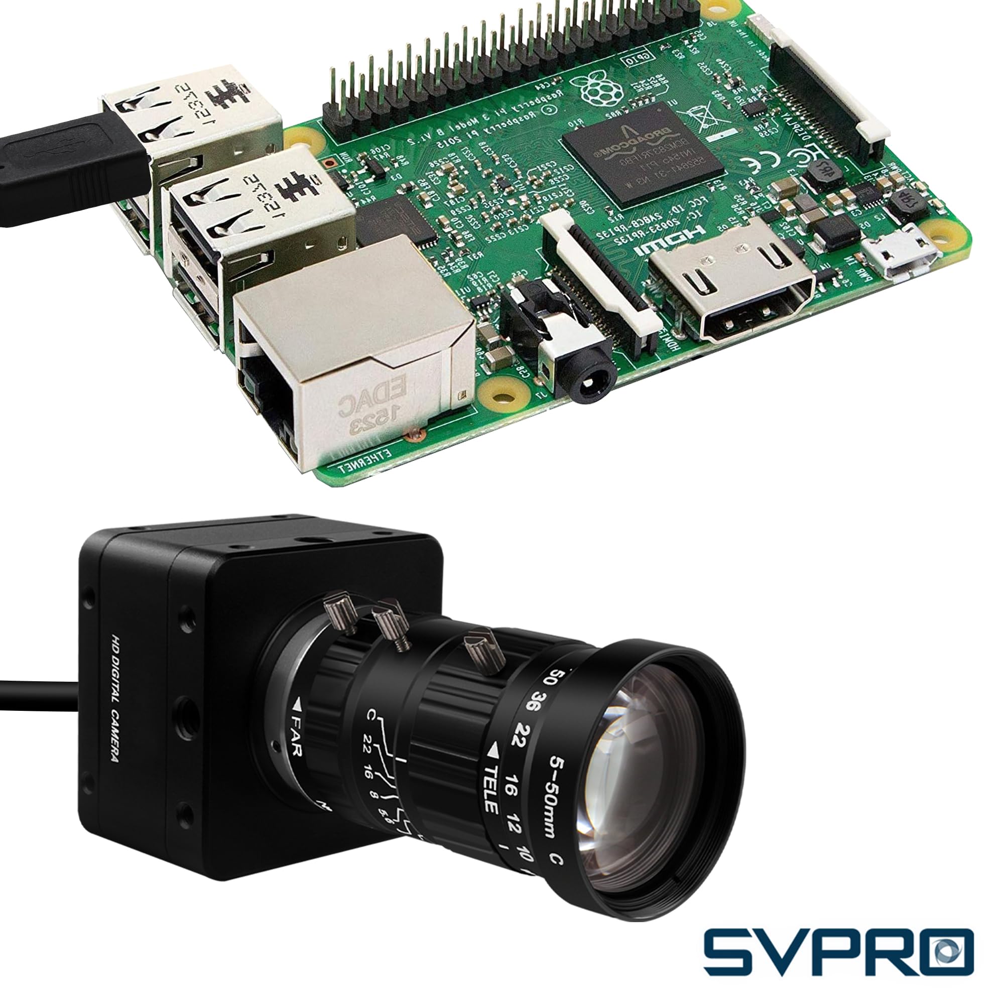 Svpro Fotocamera USB 3.0 da 20 MP, webcam ultra HD 5K con messa a fuoco manuale e obiettivo CS Mount da 5-50 mm, zoom ottico 10x, AR2020, fotocamera UVC ad alta risoluzione per computer e laptop