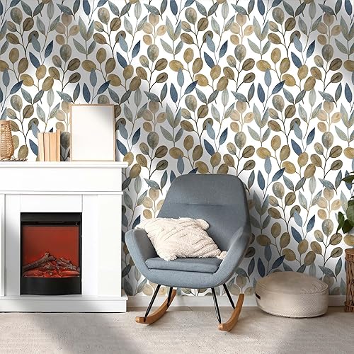 Miniatura 2 de MIAHOM - Papel tapiz de hoja dorada para despegar y pegar, moderno, autoadhesivo, botánico, impermeable, de vinilo, extraíble, floral, grueso, apto