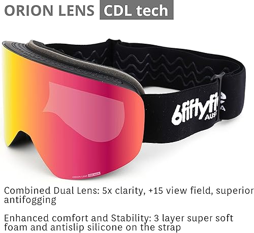 Miniatura 7 de 6fiftyfive gafas de esquí para hombre y mujer, sin montura, visión amplia, lente magnética de cambio rápido, 100% UV400, antiempañamiento, OTG