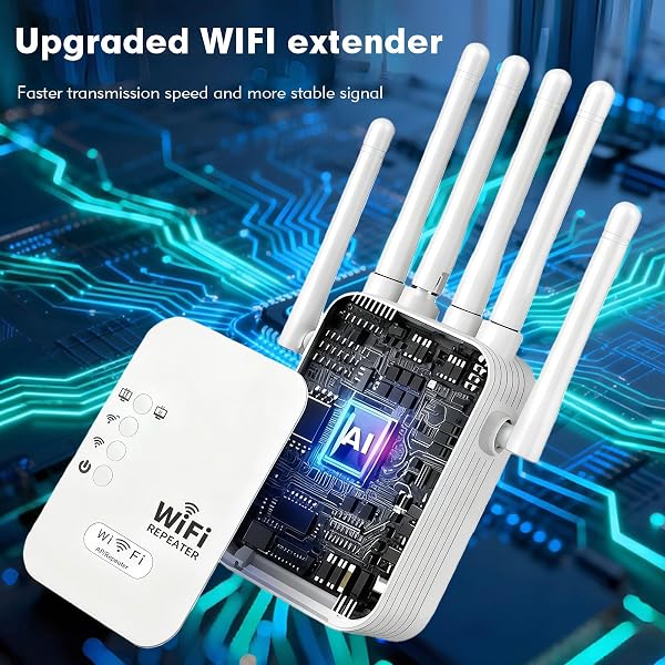 Xaoqin WiFi Extender Signal Booster for Home, WiFi Repeater 9,880 sq ft Coverage, Repeater/AP Mode, 6 Antennas, Ethernet Port, WPA2, Supports 105+ Devices, White - 3