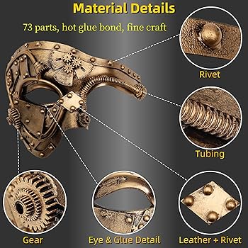 Amazon.com: Ubauta Steampunk Metal Cyborg Venetian Mask