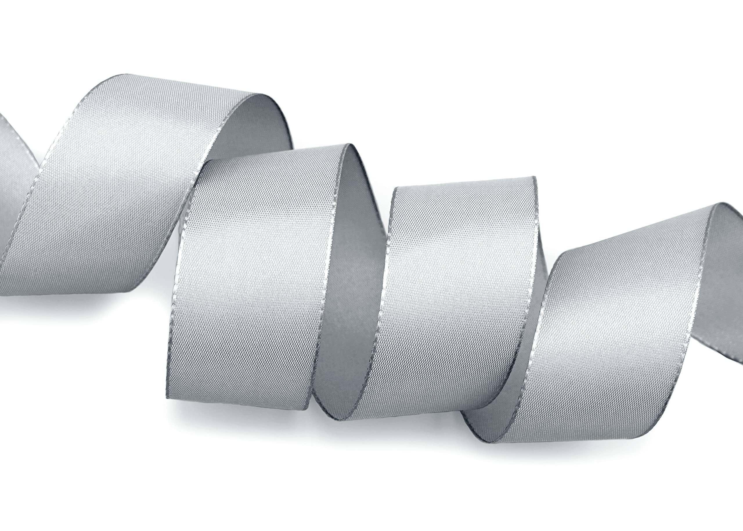 finemark 50 m x 40 mm taping ribbon, light grey, grey, decorative ribbon, gift ribbon, fabric ribbon, table decoration
