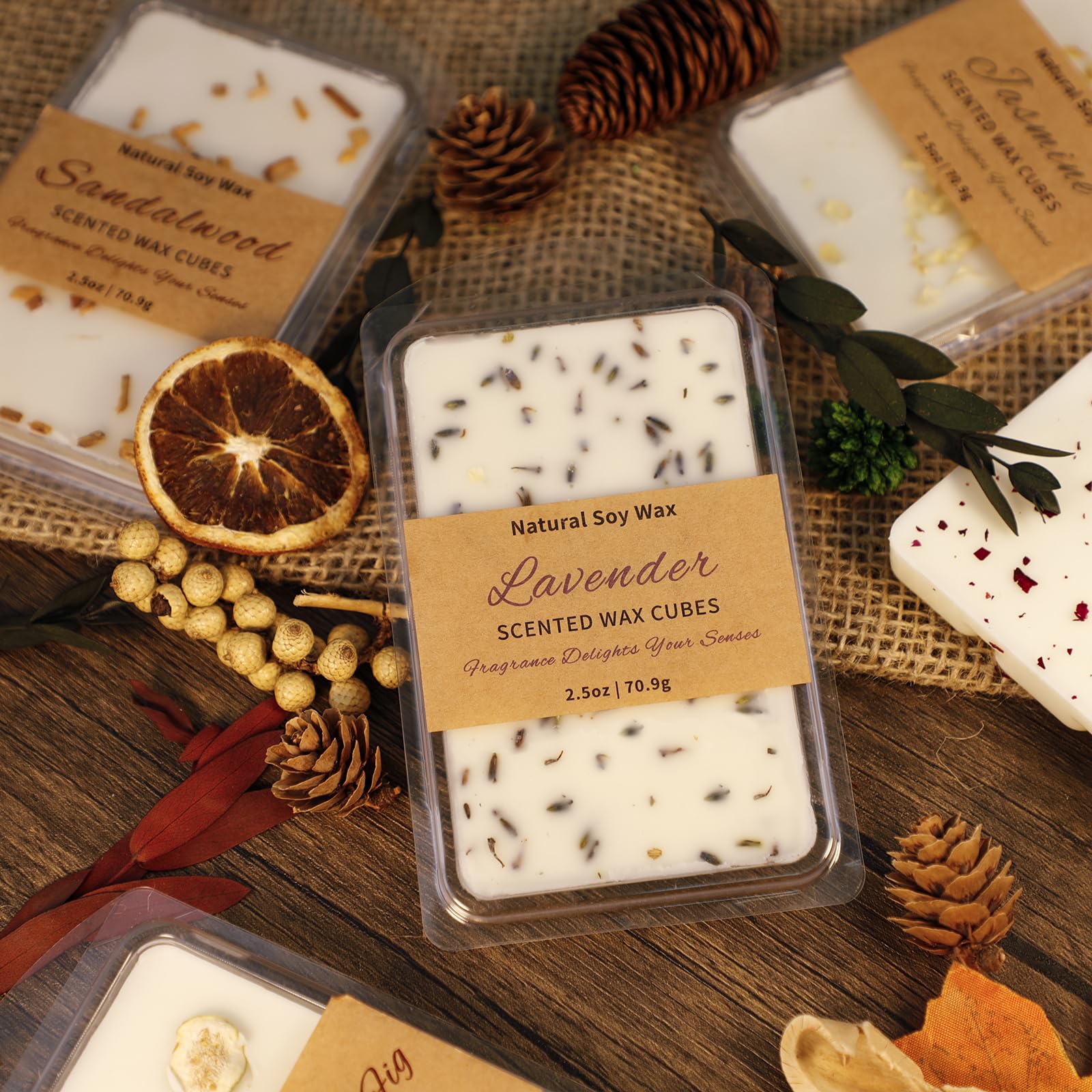 SCENTORINI Cera Perfumada, Cubos De Cera Perfumada para el Hogar, Cera Aromática de Soja, 3 Aromas Rosa, Lavanda y Jazmín, Fragancia de Habitación, Interior, Hogar, Habitación, Baño