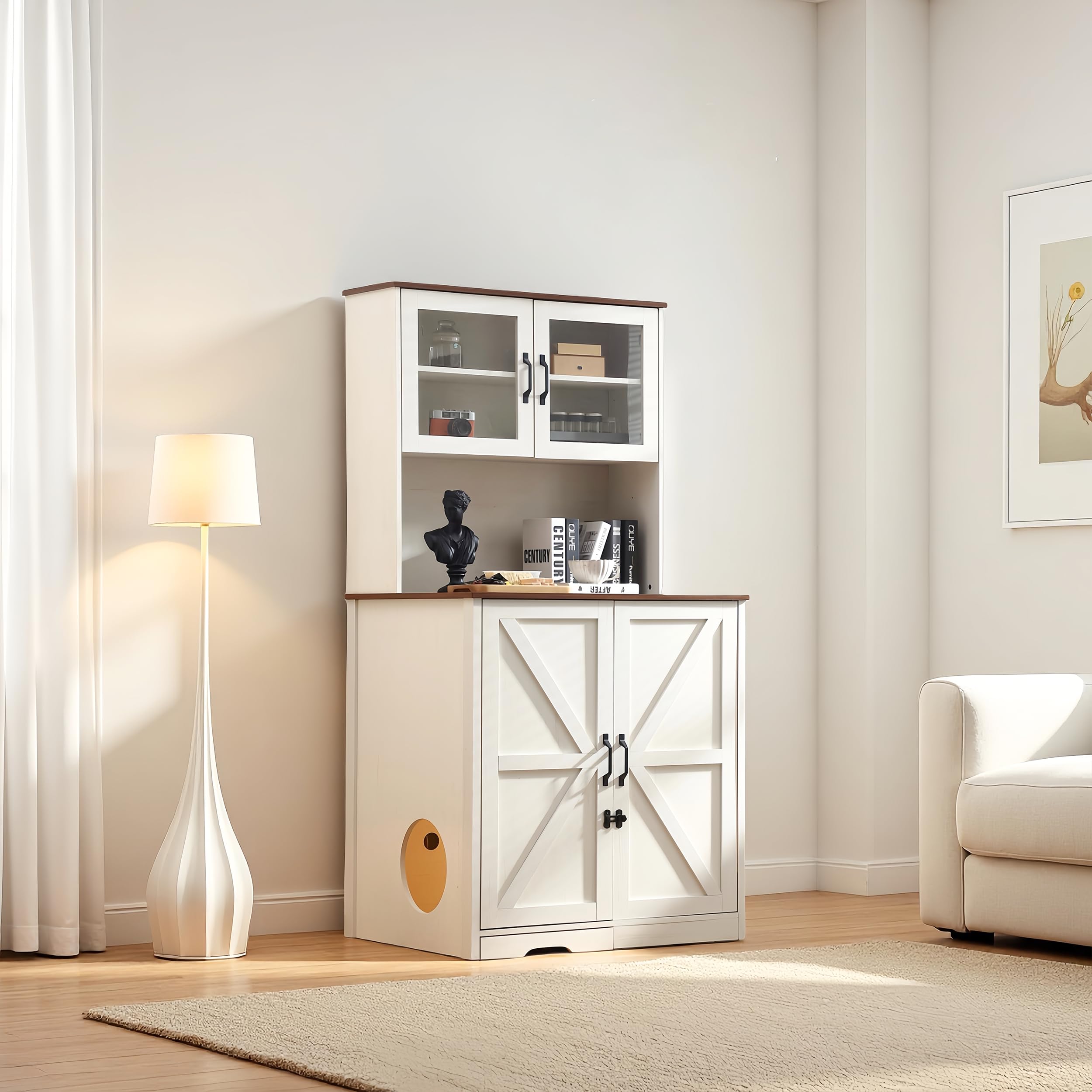 Sylvan Gravity Extra-Large Enclosure for Self-Cleaning Cat Litter Boxes, Wooden Cat Litter Furniture with LED Lighting, a Adjustable Shelf and Doors - image 2