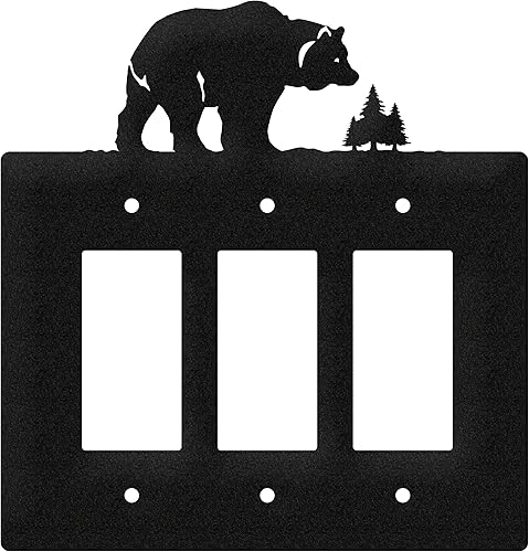 Miniatura 9 de SWEN Products Bear Wildlife - Cubierta para placa de pared (interruptor único, negro)