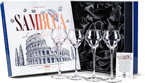 Miniatura 9 de GLASSIQUE CADEAU Crystal Sambuca, Cordial, vasos digestivos con tallo largo para beber bebidas después de la cena, juego de 4, cristalería de licor