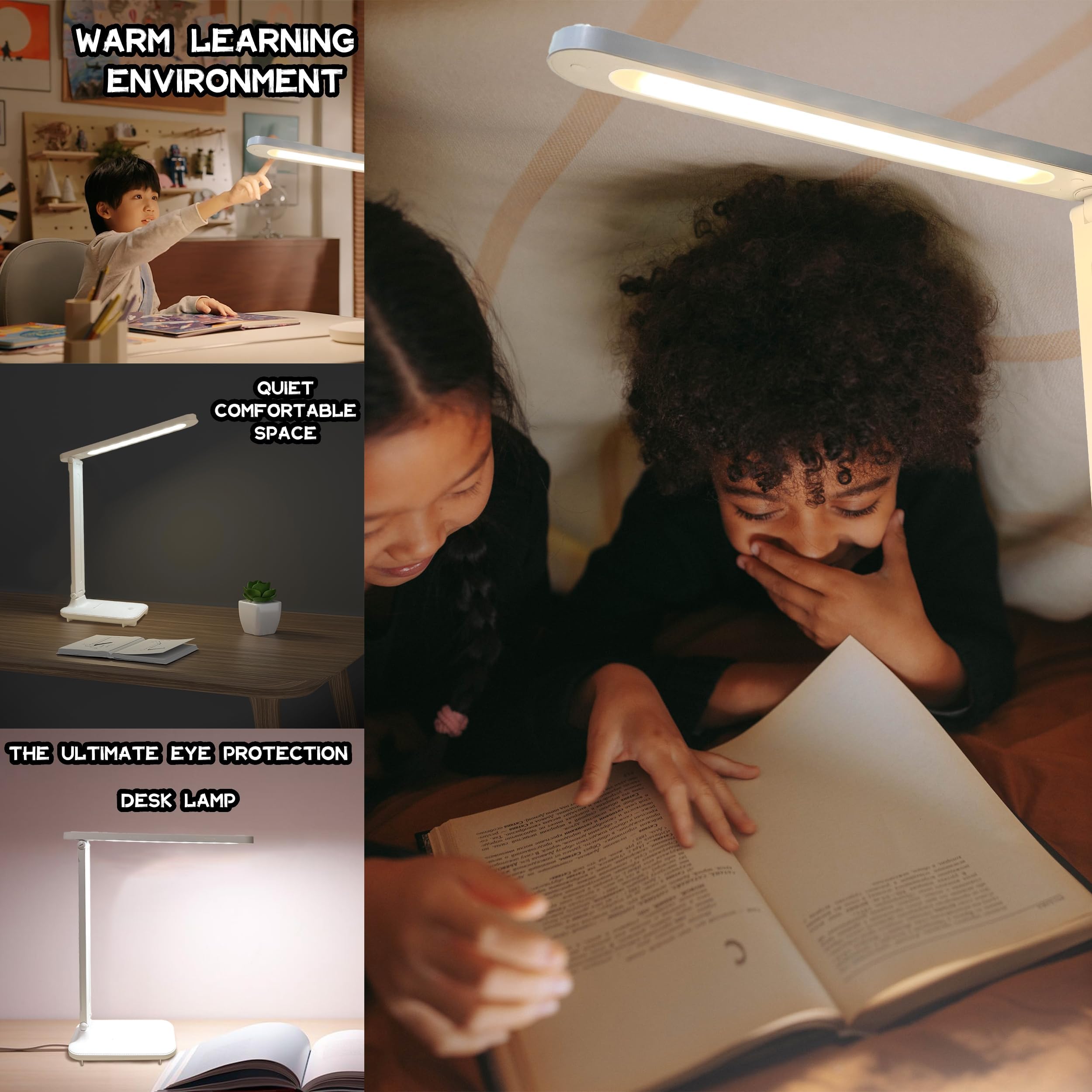 Lampada da scrivania a LED, lampada da scrivania dimmerabile, lampada da lettura, 3 modalità di illuminazione, protezione per gli occhi, lampada da scrivania, accessori da scrivania, lampada da studio