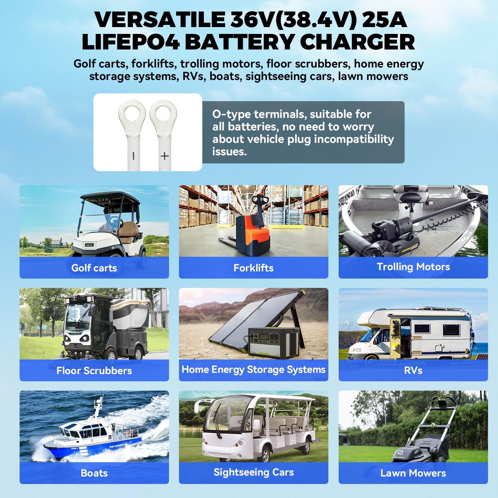 KAISAL Ładowarka LiFePO4 43,8 V 25 A, 36 V/38,4 V LiFePO4, inteligentna ładowarka do akumulatorów 36 V, wodoszczelność IP67, aktywowana bateria litowa 0 V, do wózków golfowych, łodzi, łodzi i