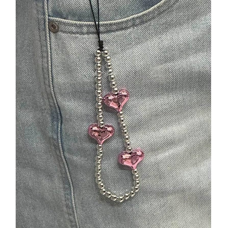 ハート型ビーズ スマホストラップ Amazon.co.jp: YZYDF ファッションハート型ビーズ携帯電話