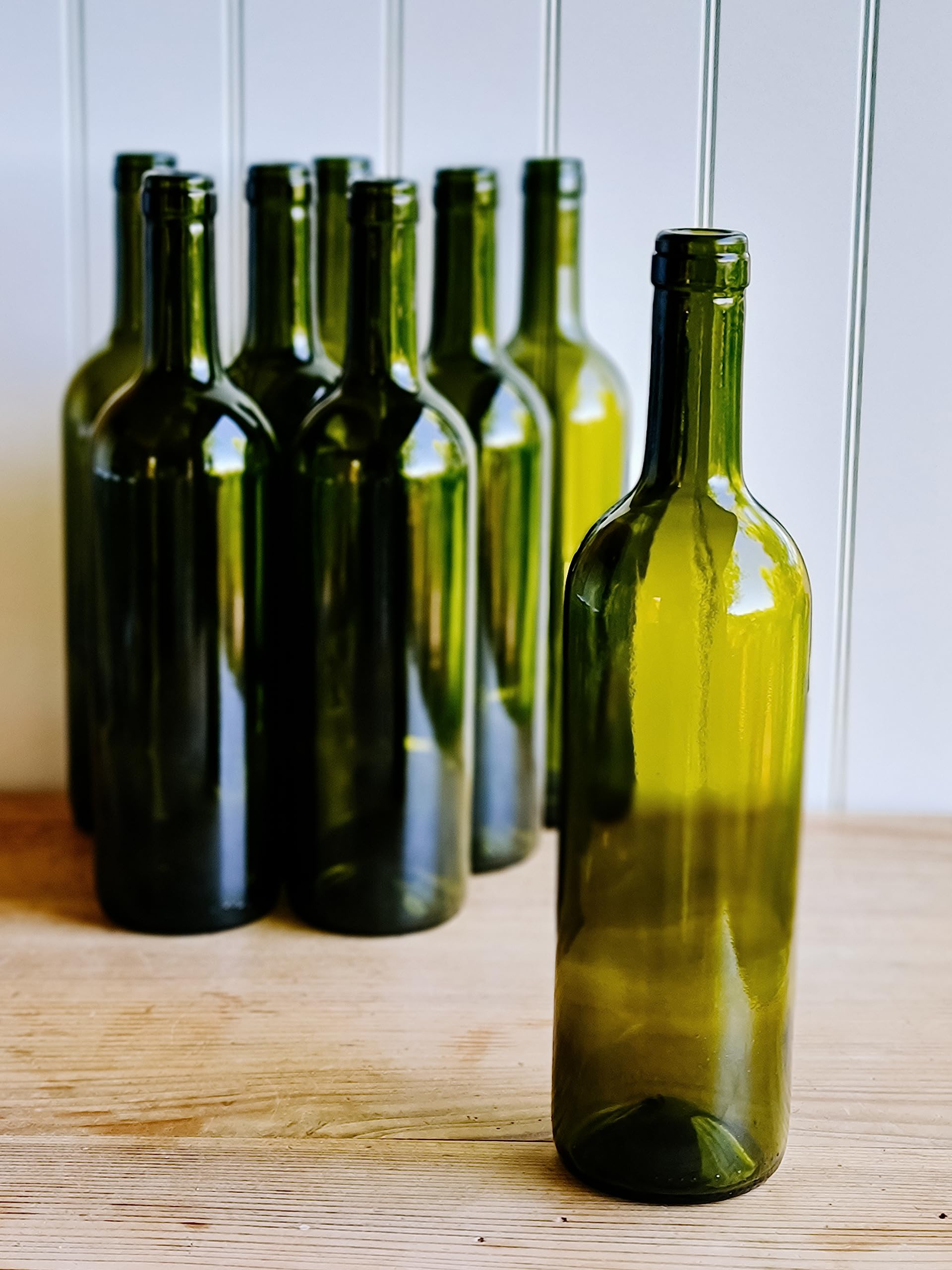 Weinflasche 750 ml mit Etiketten Olivgrün Glasflasche Leere Flasche Likör ohne/mit Korken Wein (16 Stk. mit Korken)