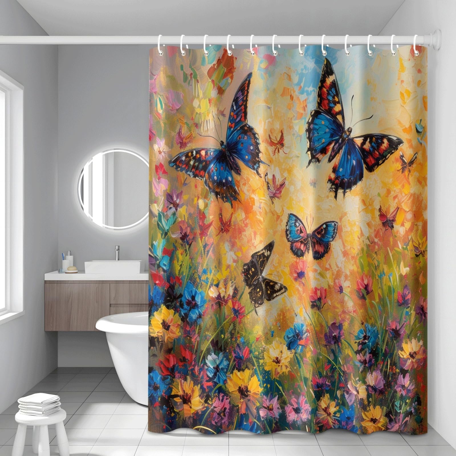 Rideau de douche polyester shower curtain lavable et impermeable 180x220cm pour baignoire