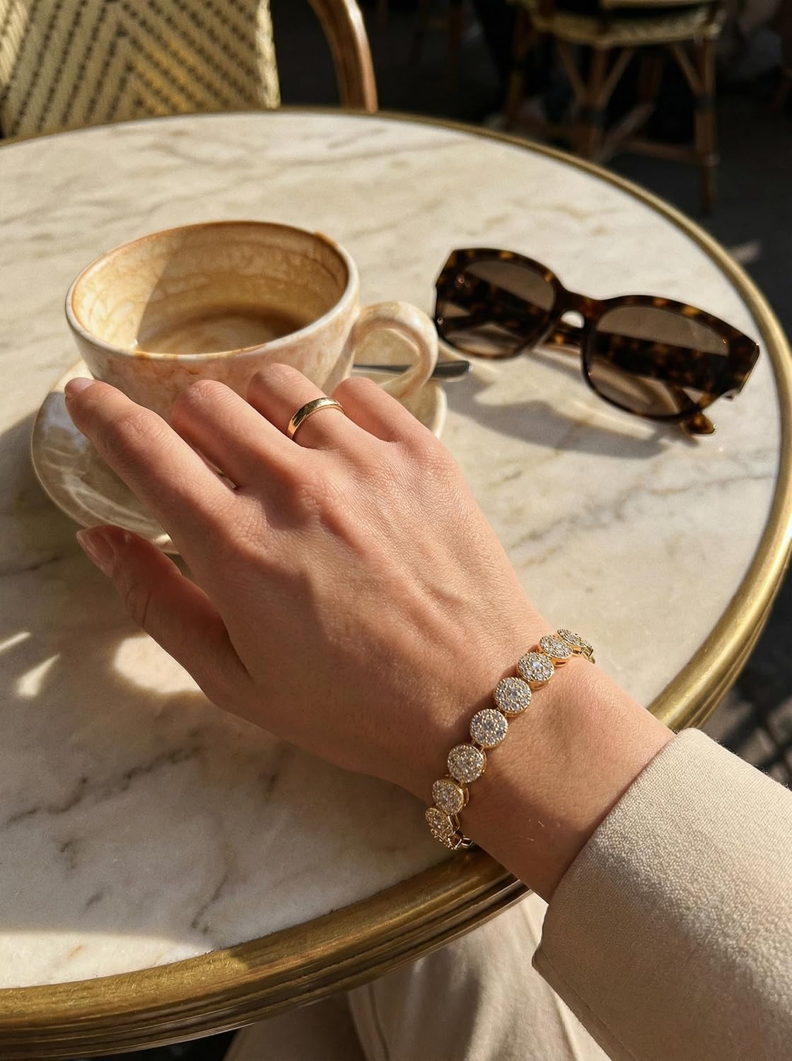 TOPGRILLZ Tennis Bracelet for Women and Men – 14K Gold Plated Brass 10mm Iced Out Cubic Zirconia Link Fashion Jewelry Pulseras Para Mujer