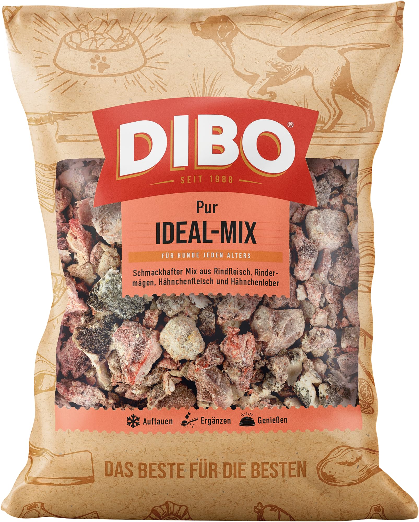 DIBO Ideal-Mix, 10 x 2.000g-Beutel, Tiefkühlfutter, gesunde, natürliche Ernährung für Hunde, Hundefutter, Barf, B.A.R.F.