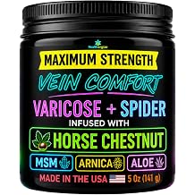 Varicose Veins Cream With Horse Chestnut, MSM & Arnica For Legs, Large 5 Oz