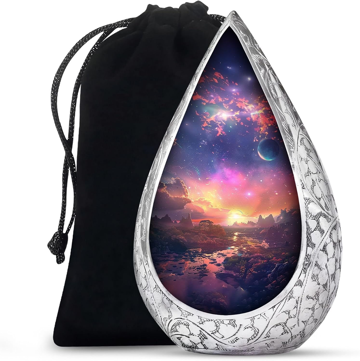 Twilight Large Funeral Urns for Adult Ashes Men - Straight Drop Urn for Ashes Adult Male & Female - Home Decorative Memorial Gifts for Loss - Burial Holder for Mom or Dad (10 Inch)