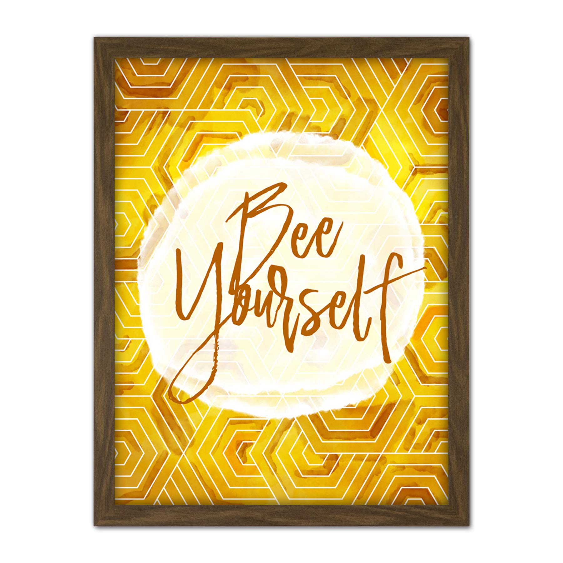 Wee Blue Coo Bee Be Yourself Honeycomb Artwork Framed Wall Art Print 18X24 Inch