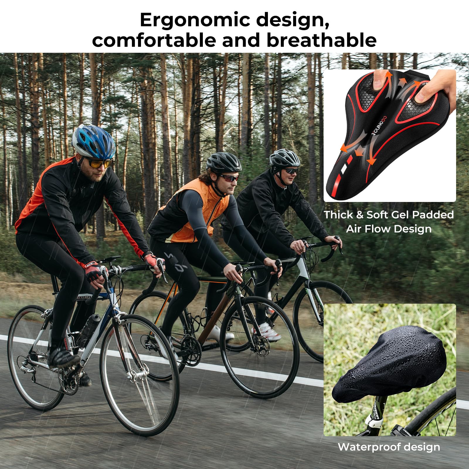 Selle Vélo YOUNGDO Confort Mousse Mémoire - Imperméable, Homme/femme VTT Route
