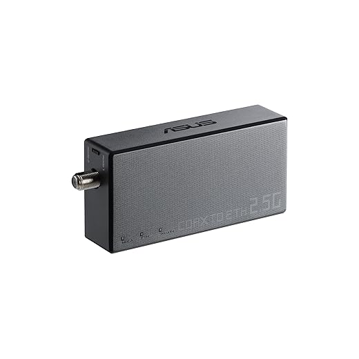 ASUS 2.5Gbps Ethernet Over Coax Adapter (MA-25 1 Pack), MoCA 2.5, High Speed Internet, Mesh backhaul, TV Streaming, MPS Security, Wall-mountable