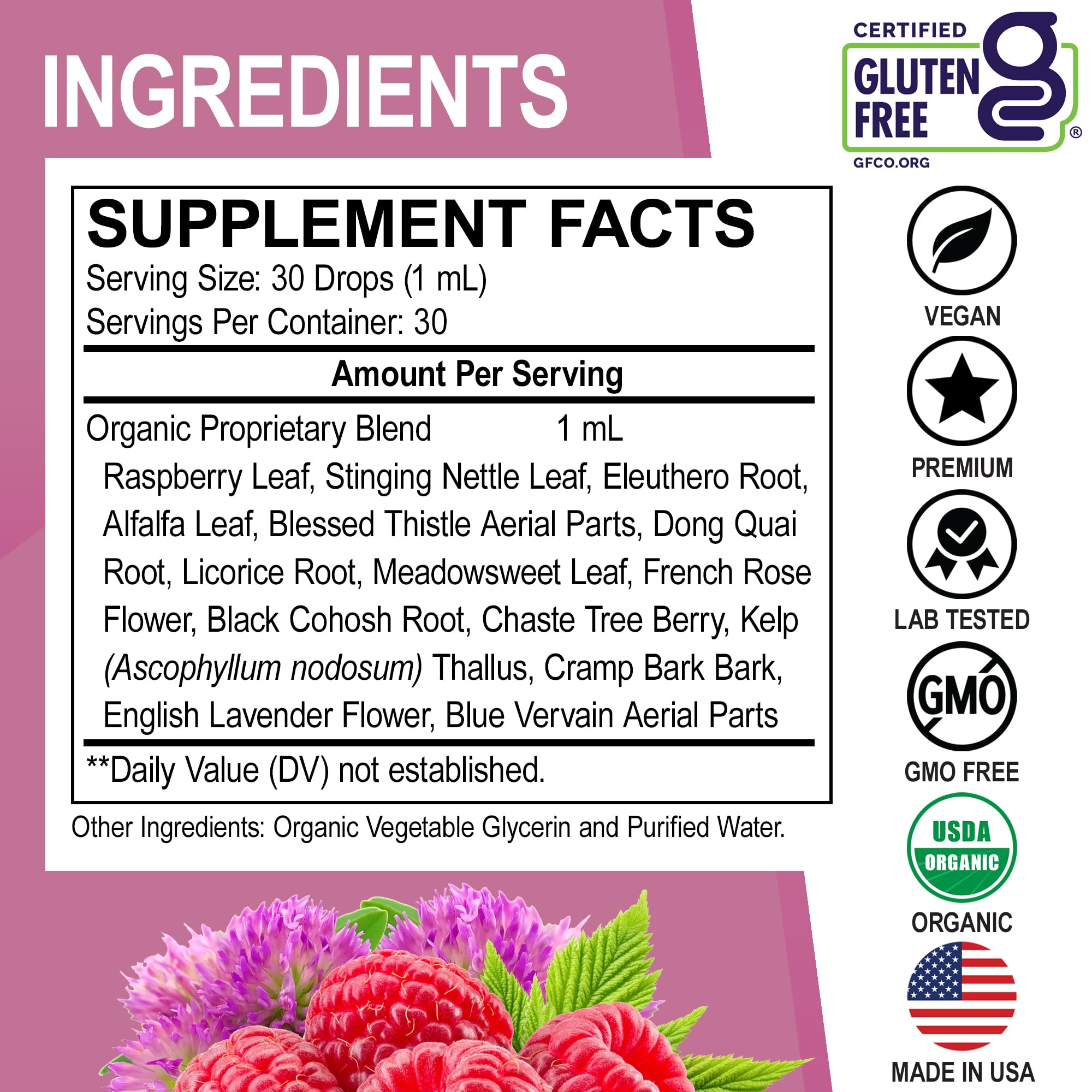 Hormone Balance for Women & PMS Relief - Women's Wellness Organic Hormonal Balance Supplements Liquid Drops & Menstrual Cramp Period Support - Raspberry Leaf, Chasteberry, Black Cohosh Supplement 1 Oz — Amazon image 6