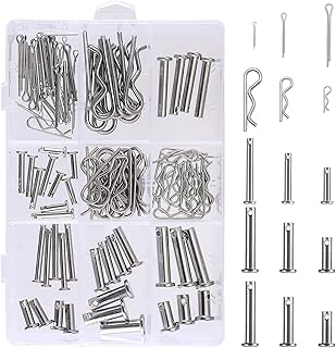 Clevis and Clips Assortment Kit, 122 Pcs M4 M6 M8 Clevis Pins and M1.5 M2 M3 Cotter Clips, Stainless Steel Clevis Pins and Clips Fastener Set, Hole Location Pins with Cotter Hitch Pins Clips