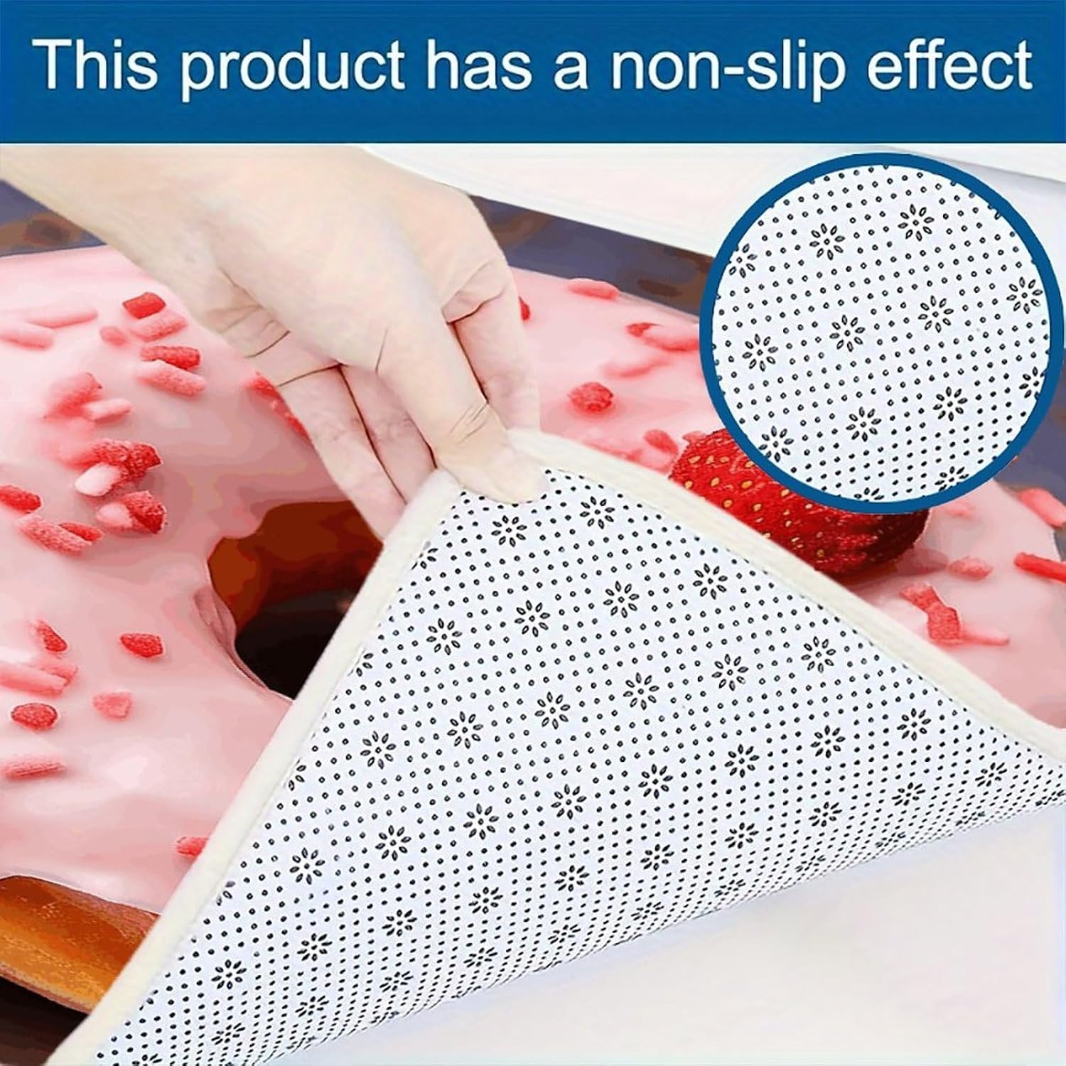Strawberry Donut Kitchen Rugs Sets of 3 Washable Non Slip Kitchen Rug Water Resistant Carpet Piece Anti Fatigue Kitchen Mats Soft Comfort Standing Mat Modern Area Rug