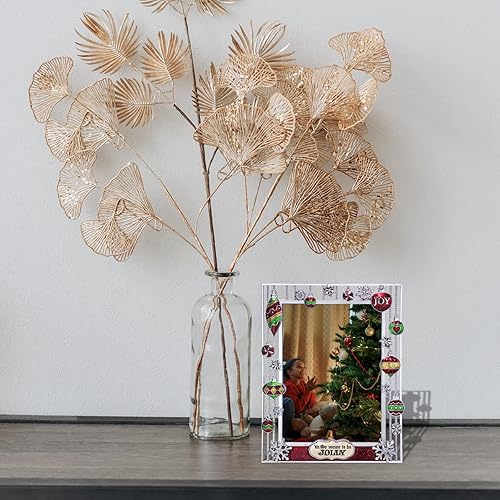 Miniatura 7 de Mulumu Marco de fotos de copo de nieve de 5 x 7 pulgadas, de metal, de Navidad, de alta definición, para mesa, hogar, regalo decorativo de