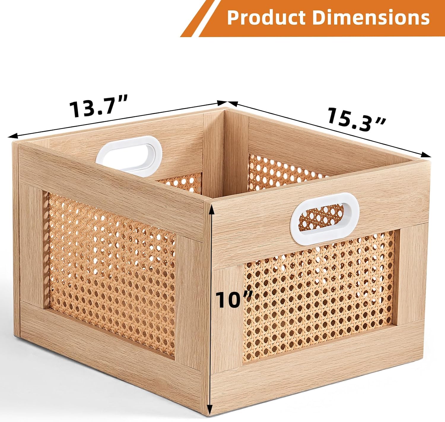 LELELINKY Vinyl Record Storage, Rattan Record Crate for Vinyl Albums Holder image 2