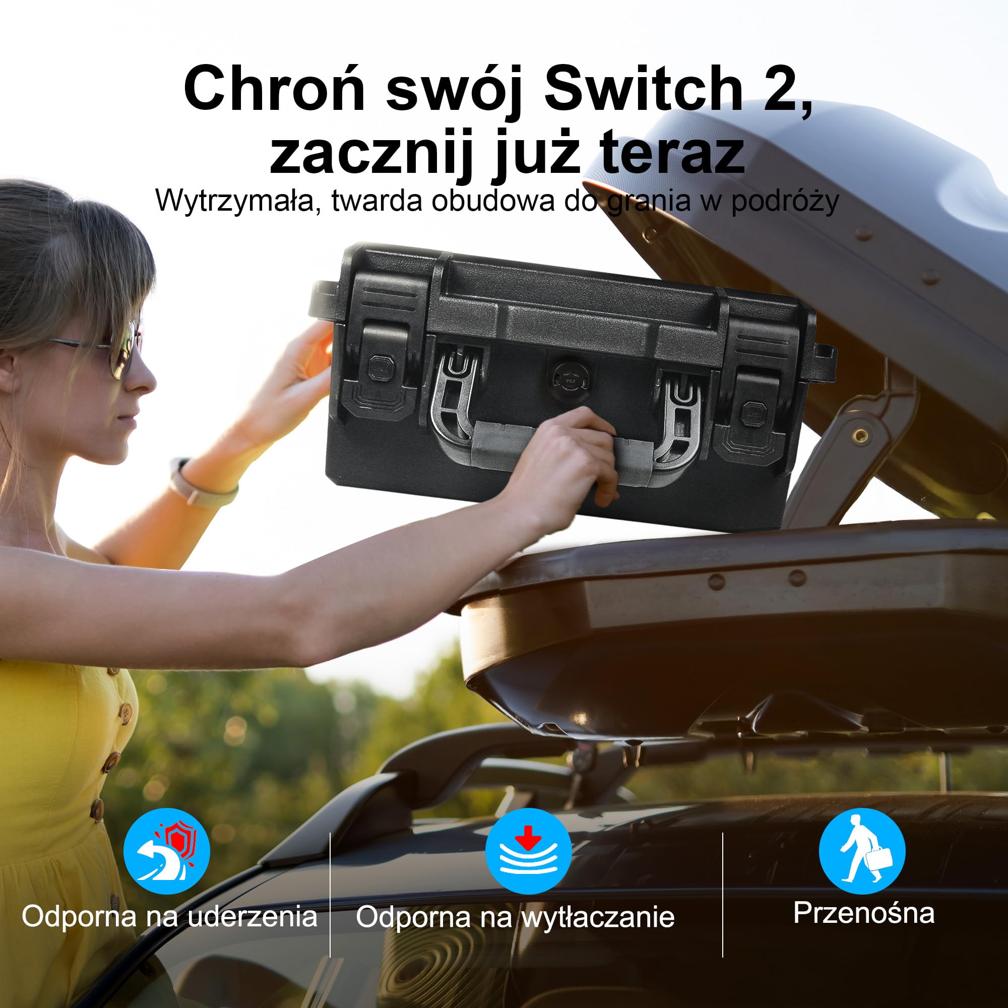 Lekufee Wodoodporna twarda walizka do Nintendo Switch 2, stacją dokującą, kontrolerem Switch 2 Pro, kamerą Switch 2, kartridżami do gier (8 sztuk) oraz innymi akcesoriami (tylko torba i futerał)