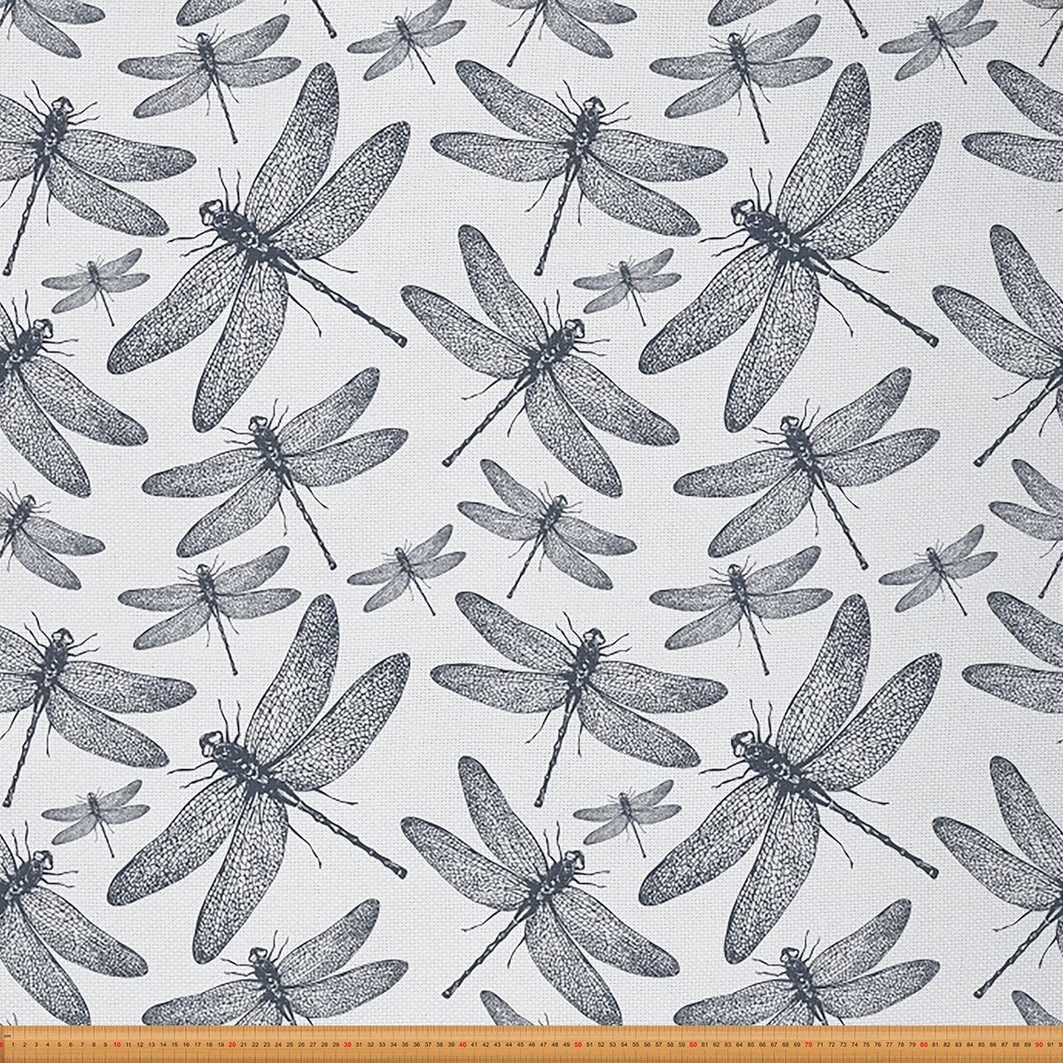 Loussiesd Upholstery Dragonfly Fabric for Chairs,Natural Ornamental Dragonfly Outdoor Fabric by The Yard,Wild Animal Fabric for Upholstery and Home DIY Projects,1 Yard,(L92*W150cm) Black