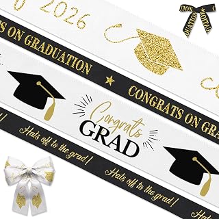 4 Rolls 20 Yards Graduation Ribbons, Graduation Hat Star Ribbons Congratulation Class of 2026 Ribbons Wrapping Craft Ribbons for Graduation Decoration and Theme Party Decorations and Other Crafts