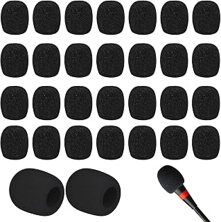 30 PCS Mini Headset Microphone Foam Cover,Headset Microphone Windscreens Foam Covers Microphone Covers Mini Size Black