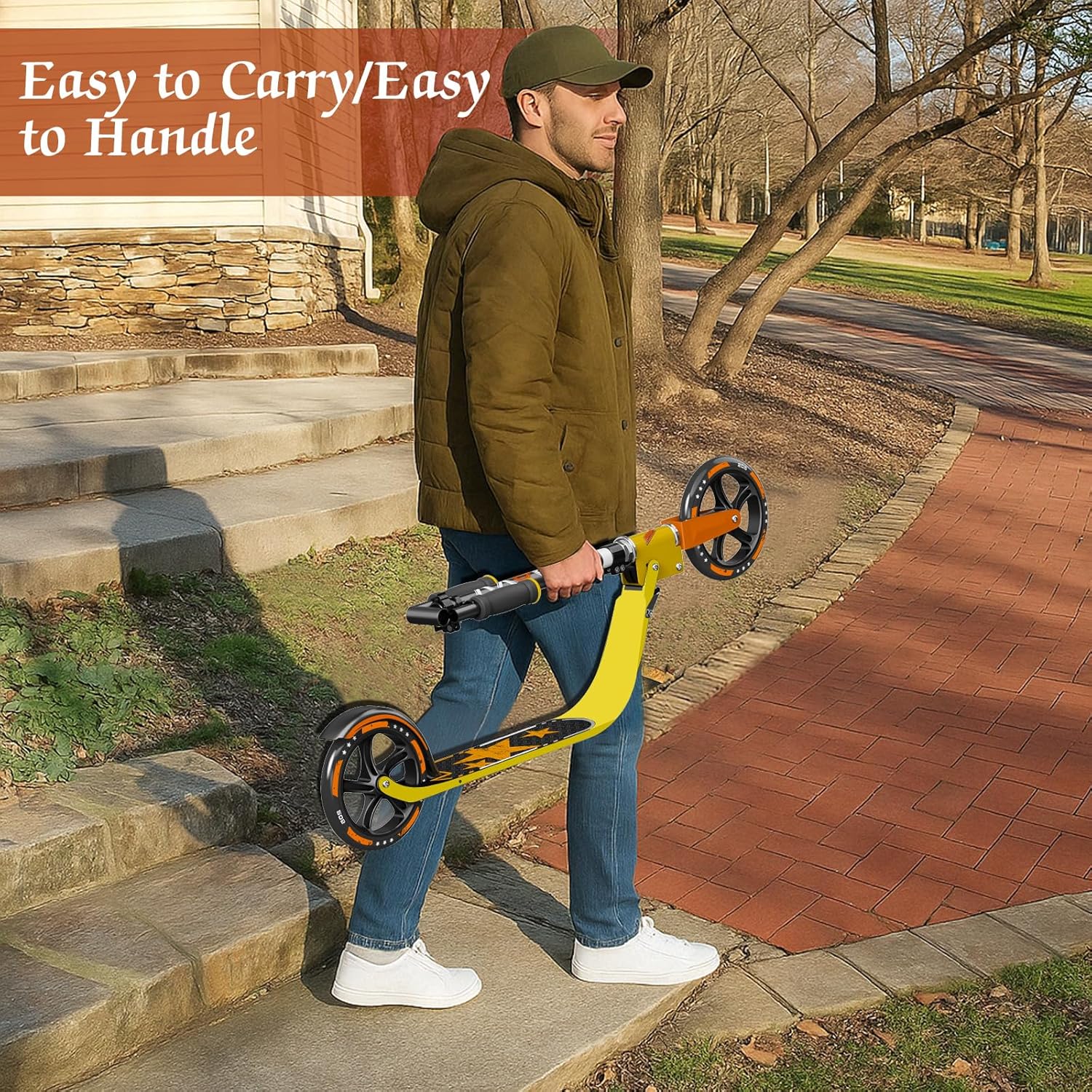 Adult Scooter with Big Wheels | Adjustable Height, Foldable Aluminum Frame | Smooth Ride for Urban Commuting and Outdoor Fun | Suitable for Teens 8-12 | 220 lbs Weight Limit - Image 4