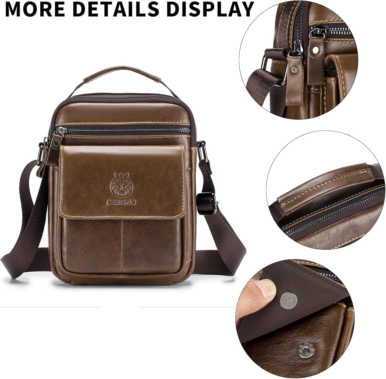 Small Leather Messenger Bag for Men, Man Bag Crossbody, Men's Shoulder Bags Leather Man Purse Handbag