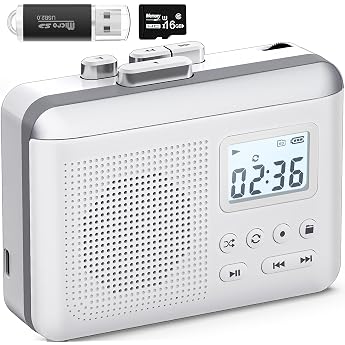 Portable Cassette Player Gracioso Portable Cassette Recorder Converter, Cassette to MP3 via SD Card, Cassette Recorder with 1