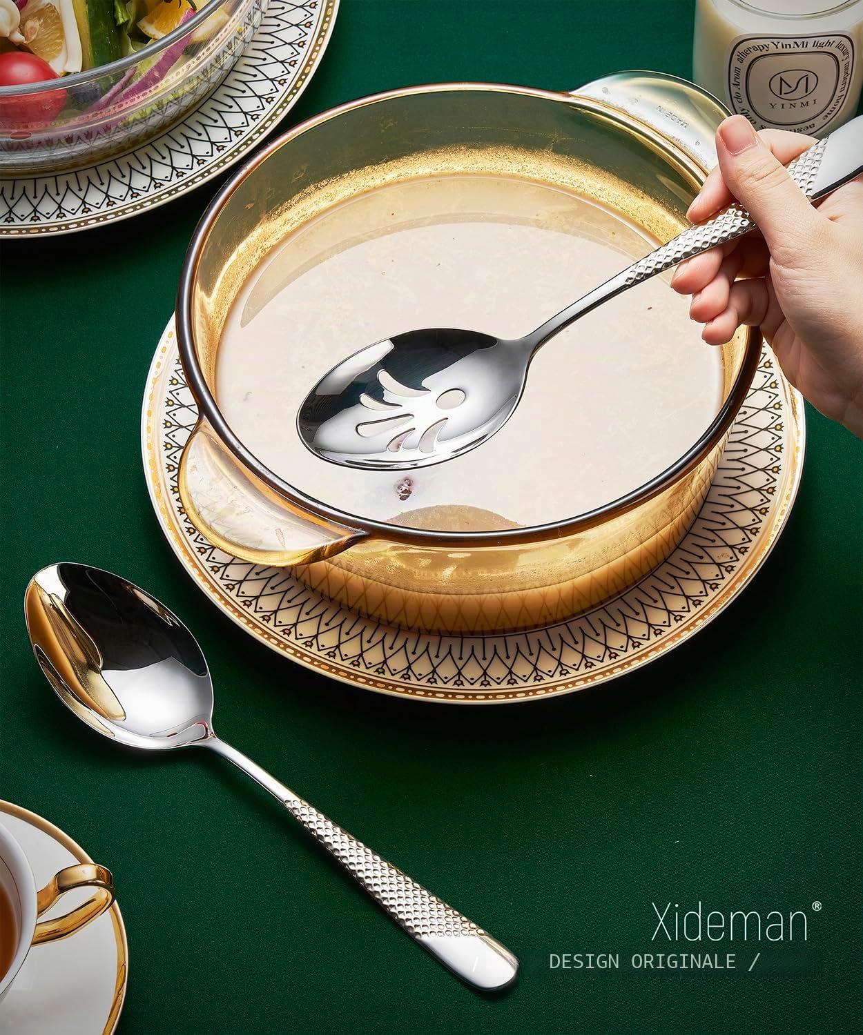 Set di posate servire in acciaio inox 18/10 martellato, 7 pezzi, Posate da hostess con coltello da torta e paletta per torta (Argento)