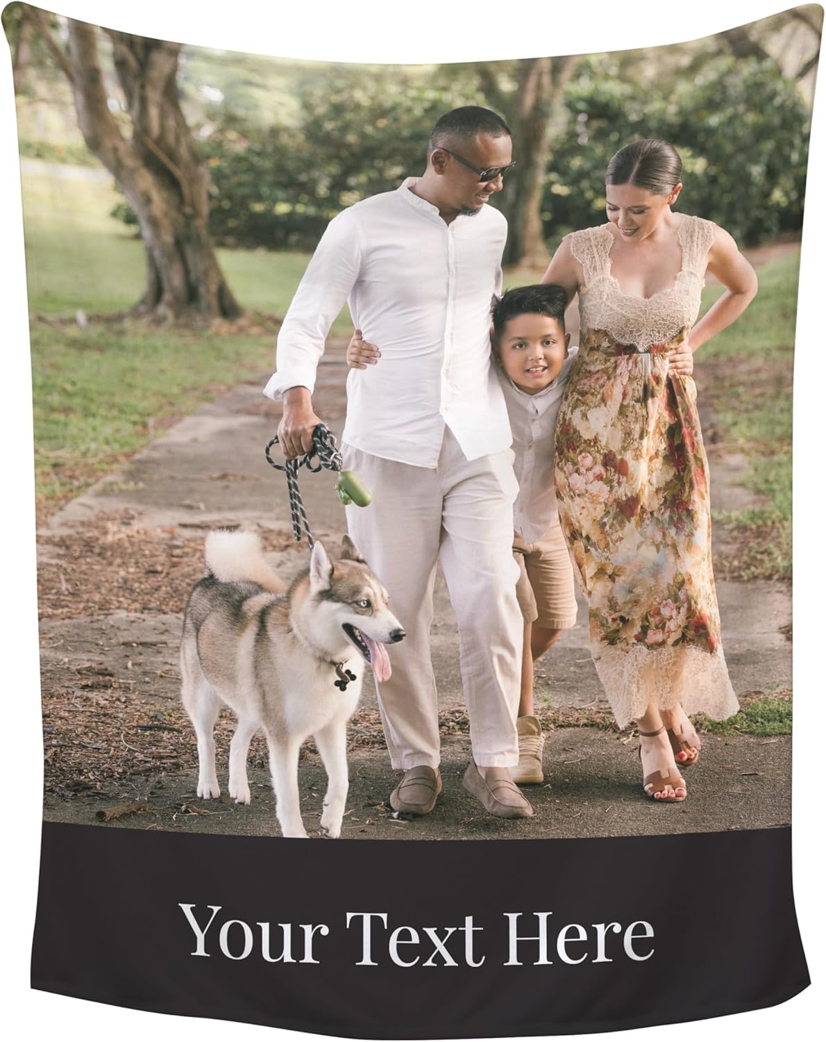 Prints Next Day - Custom 1-Photo with Text Plush Throw Blanket – 60" x 80" Soft Personalized Blanket for Weddings, Anniversaries, Birthdays & Holidays – Premium Printing in The USA