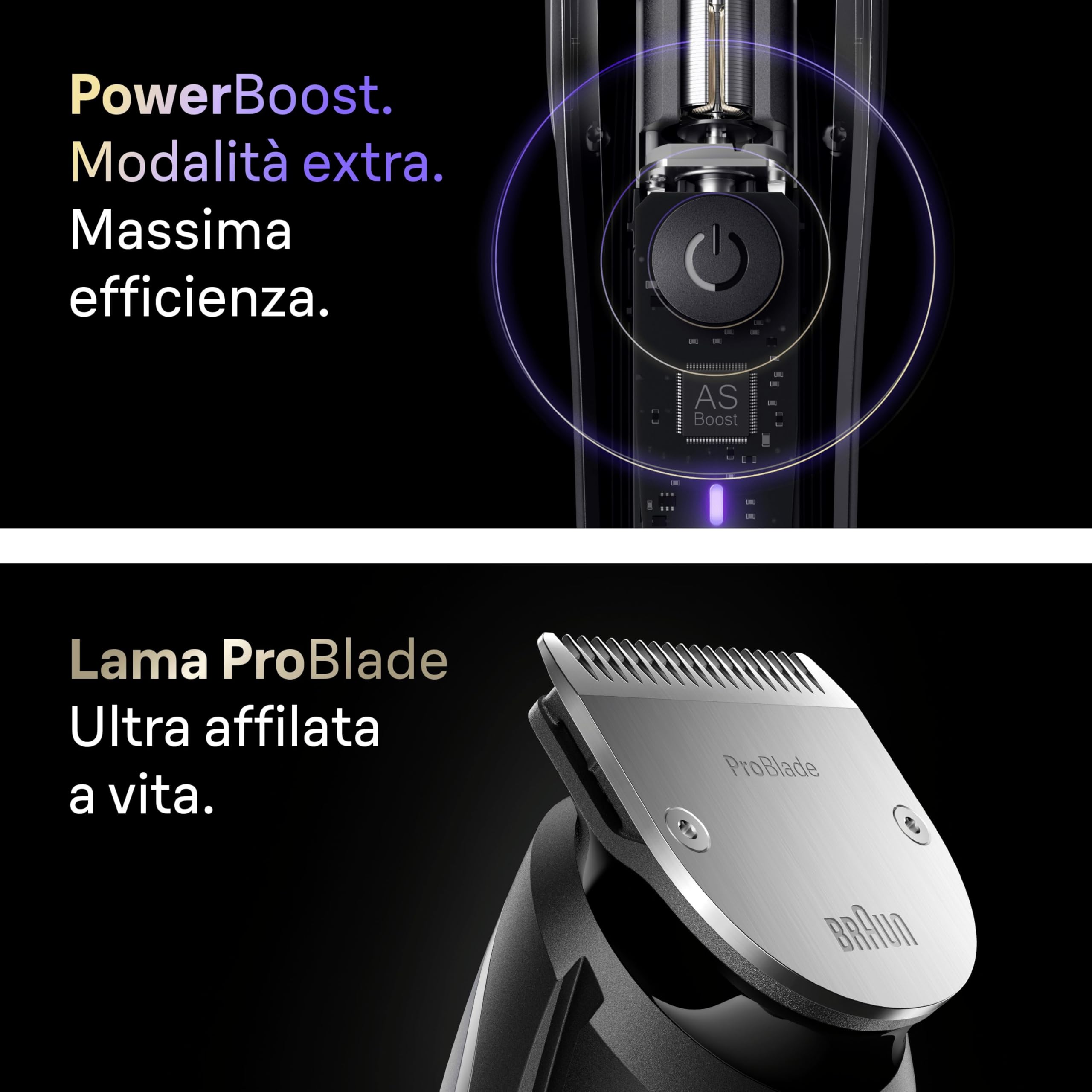 Braun Regolabarba Uomo Serie 9, +14 Strumenti Da Barbiere, Rasoio Elettrico Barba, Lama ProBlade Affilata A Vita, 180 Min, Selettore Di Precisione Con 52 Lunghezze, Impermeabile, BT9565, Titanio