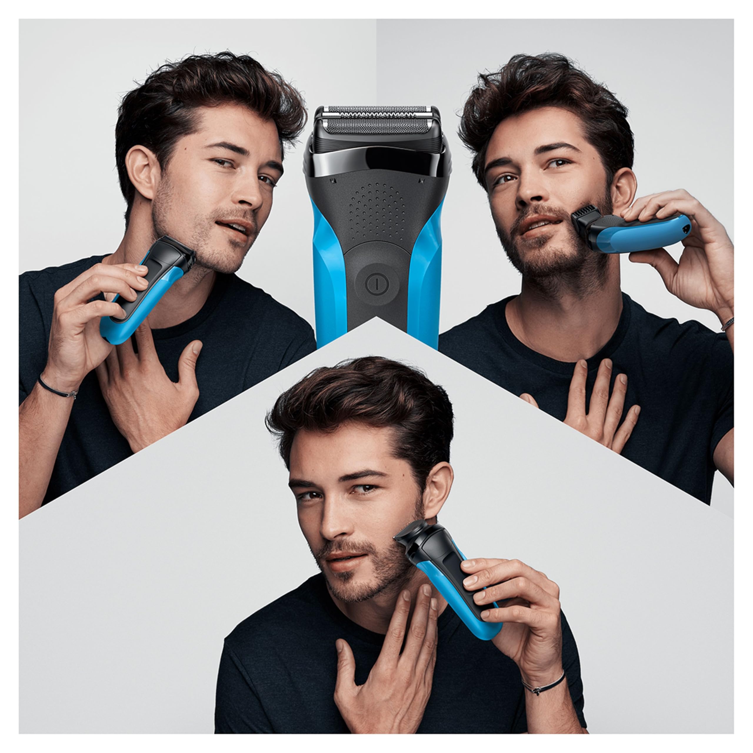 Braun Series 3 Shave&Style 310BT 3-In-1 Rasoio Elettrico Per Barba, Wet&Dry Con Regolabarba Di Precisione E 5 Pettini, Ricaricabile E Senza Fili, Nero/Blu