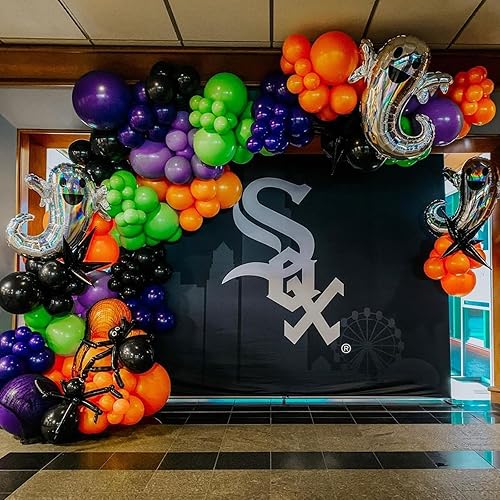 Miniatura 5 de Kit de arco de globos de Halloween, kit de arco de guirnalda de globos negros, naranjas, morados y verdes para cumpleaños, decoraciones de fiesta
