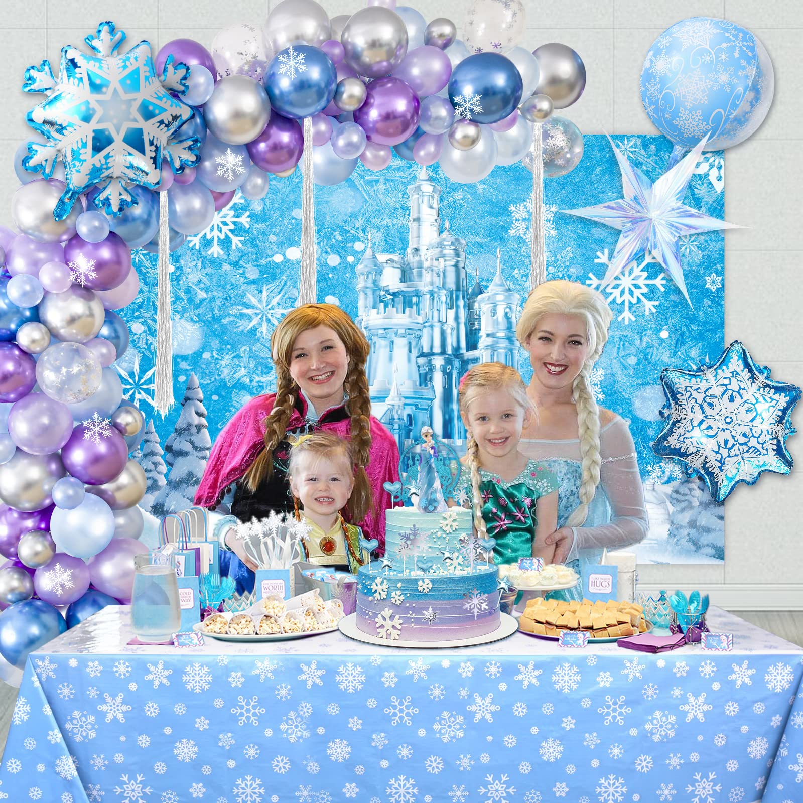 IRONIUM 26-delige Frozen Taartdecoratie Set - Elsa Figuur, Kastelen, Sneeuwvlokken & Harten - Verjaardagstopper Voor Meisjes 3 miniatura