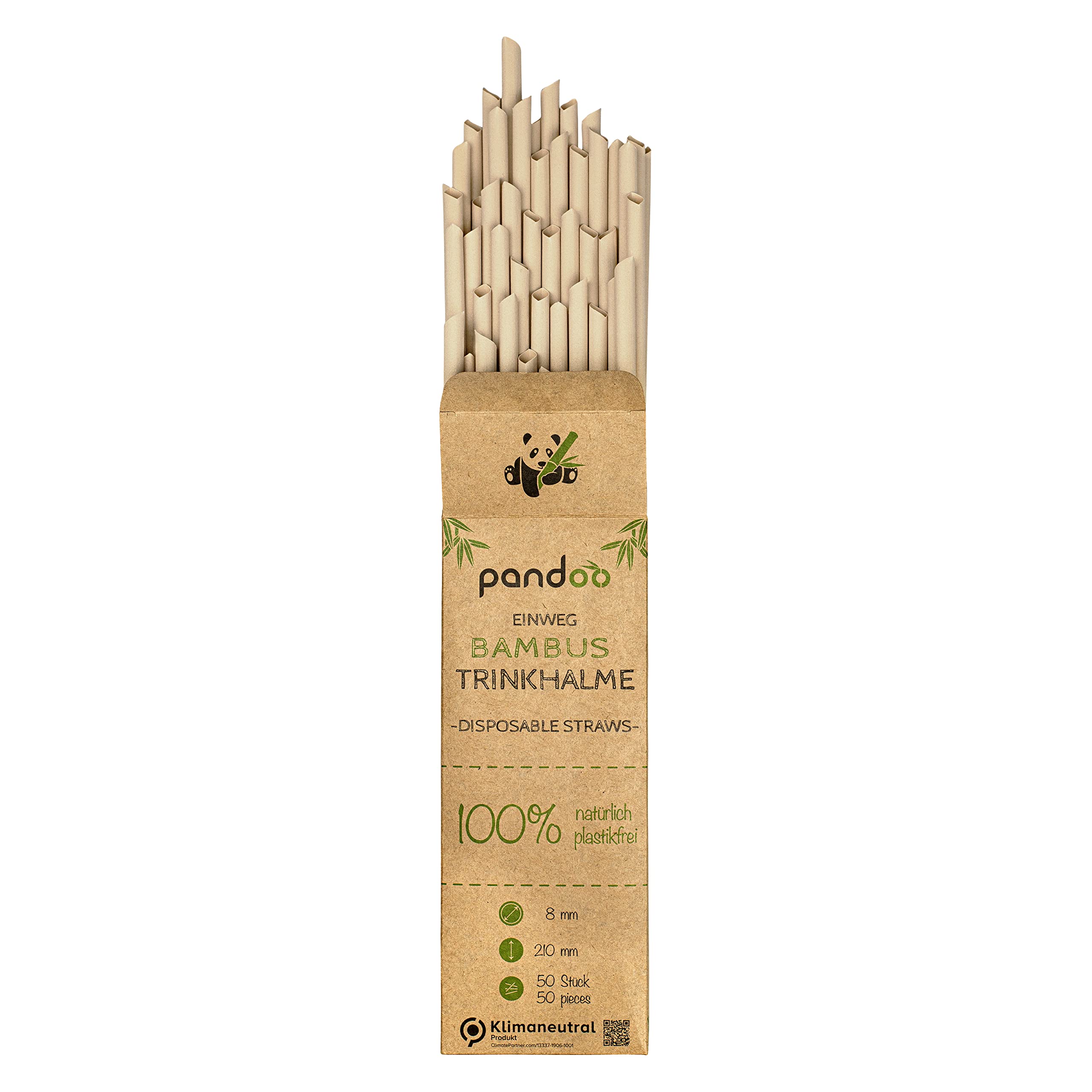 pandoo Lot de 50 pailles jetables en bambou 250 grammes (4280001327931)