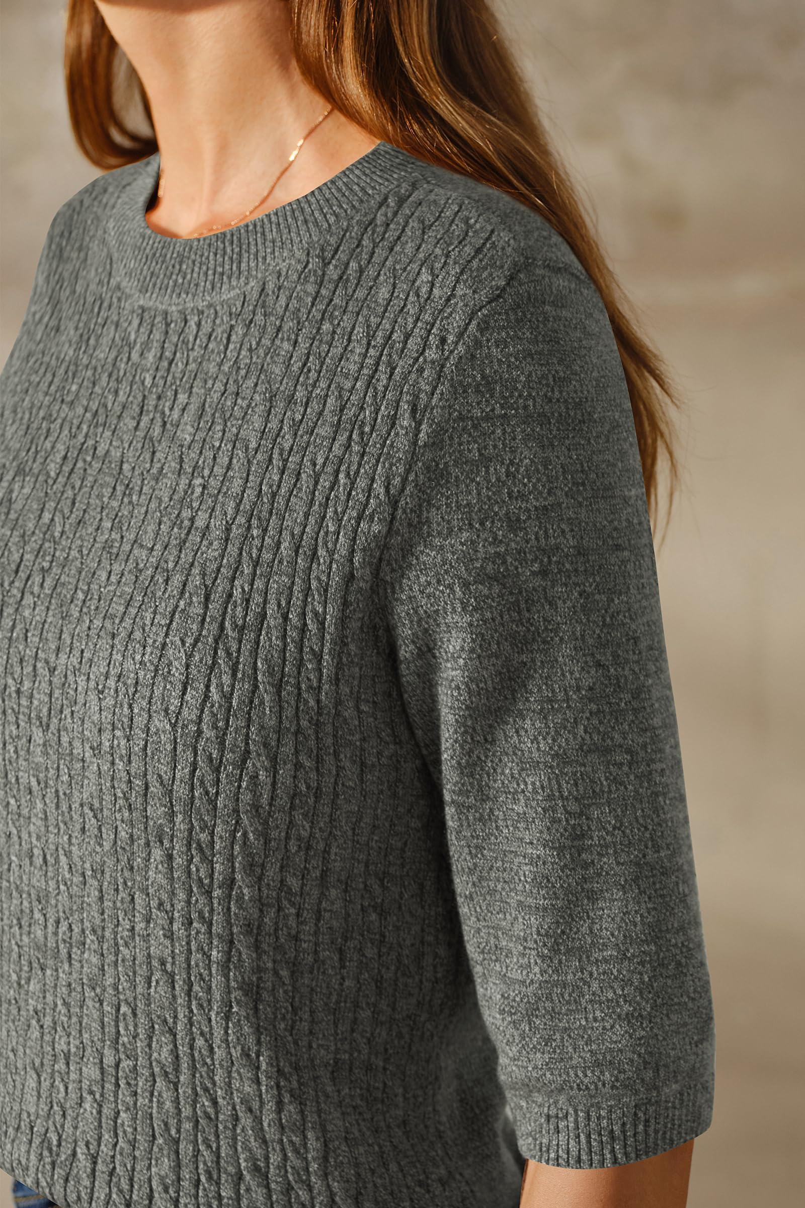 Arach&Cloz Maglioni da donna con maniche a gomito in maglia a trecce in misto lana vecchi 2025